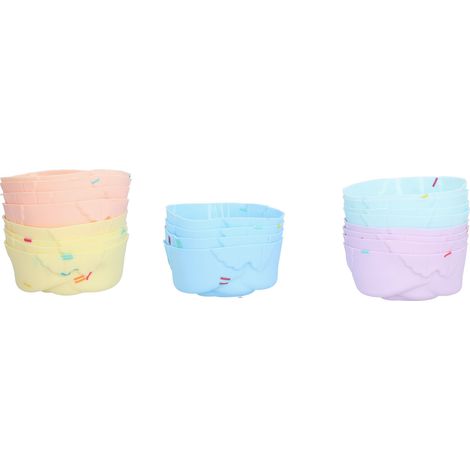 Set mit 20 Silikon-Muffinformen, Cupcake-Förmchen, Backutensilien, Rosenform, für Pudding, Gelee und Gebäck (1/5)