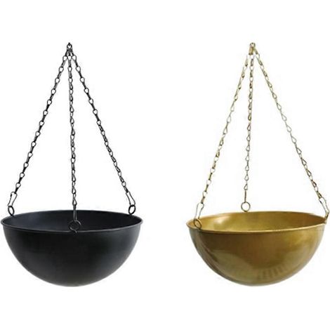 Jardinière suspendue décorative d'intérieur, grand modèle noir et grand modèle doré (1/5)