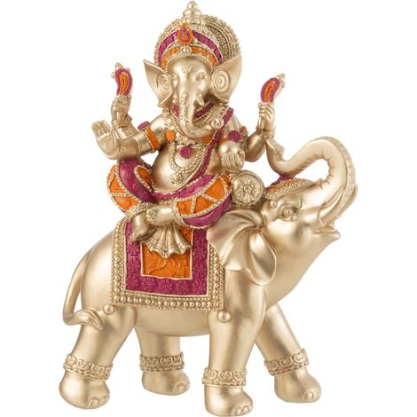 Statuette en Résine "Ganesha sur Éléphant" 22cm Multicolore