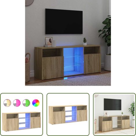 LED-Leuchten - TV-Schrank mit LED-Leuchten Sonoma-Eiche 120x30x50 cm (1/5)