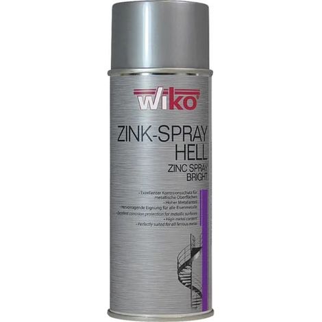 Wiko Light Zinc Spray 400ml, aerosol, anticorrosión, para metal, secado rápido, color galvanizado en caliente, recubrimiento no poroso, alto brillo.
