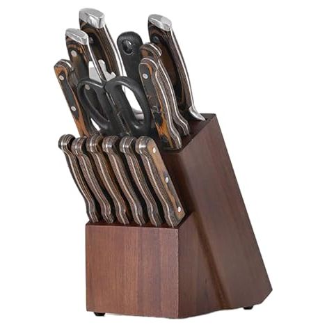 Blocs Porte-Couteaux Rangement en Bois 14 Emplacements (1/5)