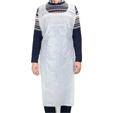 Lote de 100 delantales desechables impermeables y resistentes a las manchas de plástico para adultos y niños, para pintura y cocina (1/4)