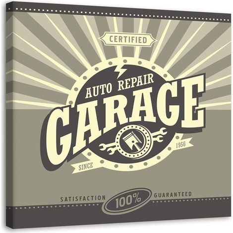Tableau sur toile Panneau Vintage Garage 40x40 (1/5)