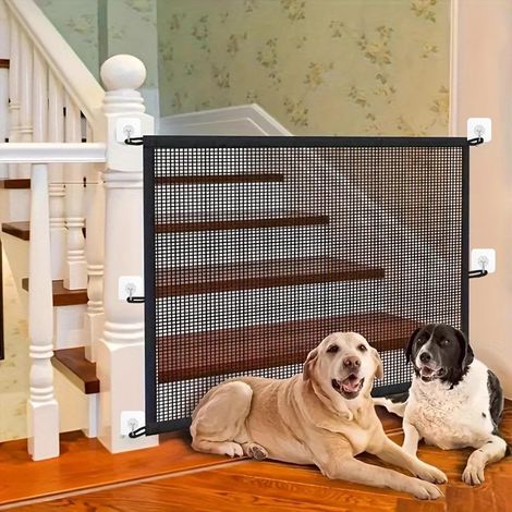 Barrière Escalier Chien, Barrière De Sécurité Pliable Pour Chiens Et Chats, Barrière De Sécurité Pour Chiens (110 X 78 Cm, Noir) (1/5)