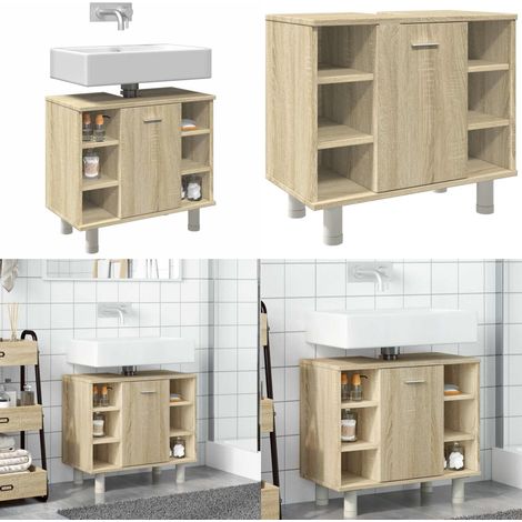 vidaXL Badezimmerschrank Sonoma-Eiche 60x32x53,5 cm Holzwerkstoff (1/5)