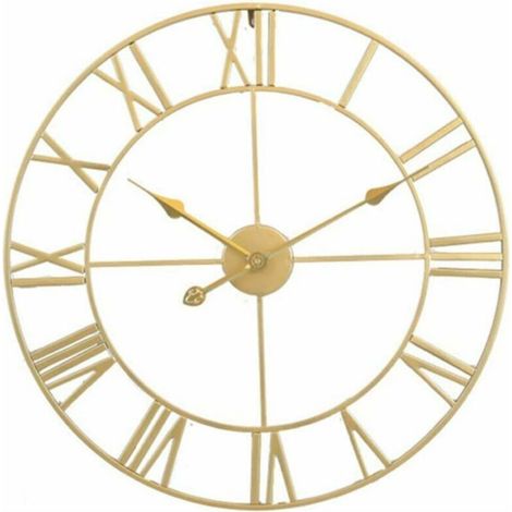 Grande horloge murale rétro en fer, ronde, silencieuse, à piles, chiffres romains, style vintage, décor de salon (1/5)