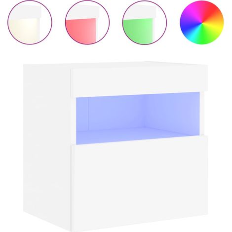 Meuble TV Banc TV Armoire TV mural avec lumières LED blanc 40x30x40 cm (1/5)