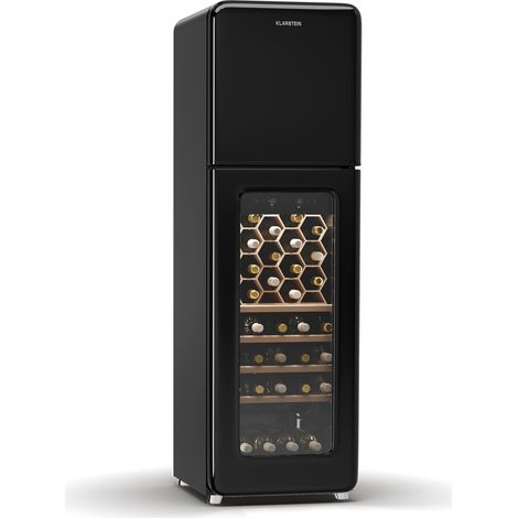 Klarstein Shirley Free-Standing Wine Fridge - 63 Bottle Capacity, Dual Zone, -10 to 18°C, LED Lighting, Retro Design, Wine Cooler Freezer (1/5)
