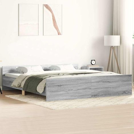 Estructura de cama con cabecero piecero gris Sonoma 200x200 cm (1/5)