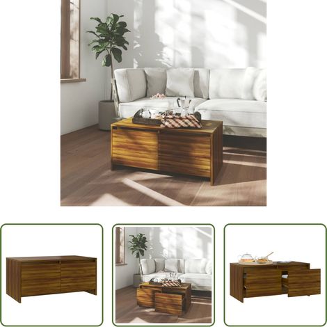 Holzwerkstoff - Couchtisch Braun Eichen-Optik 90x50x41,5 cm Holzwerkstoff (1/5)