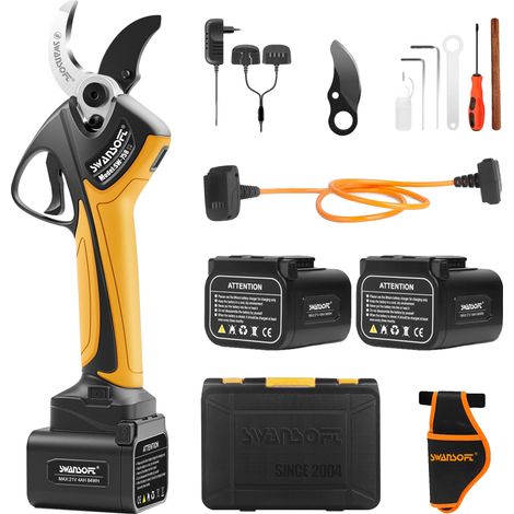 Sécateurs sans fil, moteur sans balais, lames durables, SW-758 Y, deux batteries (1/2)