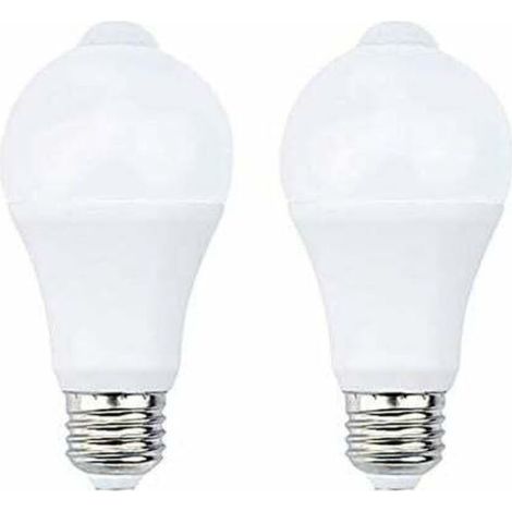 12W E27 PIR Infrarouge Ampoule LED avec Détecteur de Mouvement ON/OFF Automatiquement A60 220V 700lm équivalent 70W Halogène pour Escalier Couloir Garage(Lot de 2,Blanc Chaud 2700k)