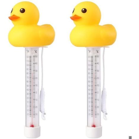 Thermomètres flottants pour piscine - PZCC - Lot de 2 - Motif canard jaune - Lectures précises - Incassables (1/4)