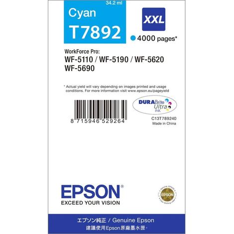 Cartouche Epson T789 très haute capacité cyan pour imprimante jet d'encre (1/2)