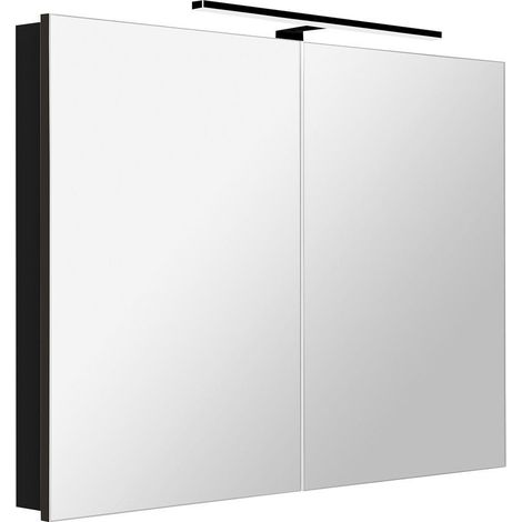 Sapho Greta - Armoire miroir avec éclairage LED 101x70x14 cm, 2 portes, noir mat GR105-0035 (1/3)