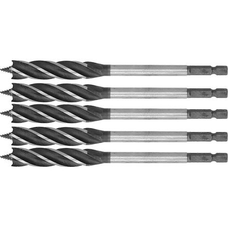 Ensemble de 5 forets à bois, scie cloche pour métal, forets hélicoïdaux, 4 cannelures, queue hexagonale à 4 fentes, 14 mm
