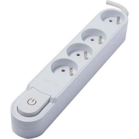 Bloc multiprise - CHACON - 4 prises 16A - Interrupteur - Blanc (1/2)