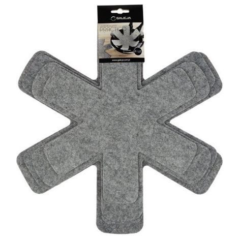 Divisori in feltro tessile PRACTICO per piatti e padelle 4 pezzi 28 / 33 / 35 e 38 cm grigio (1/5)
