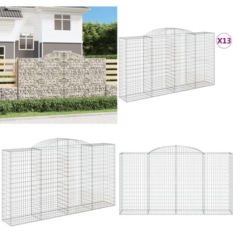 Gabionen mit Hochbogen 13 Stk 300x50x160/180cm Verzinktes Eisen - Gabionen - Gabionenwand - Gartendeko - Gartenzubehör - Zaun - Home & Living (1/5)