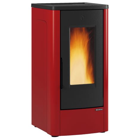 Poele a' granule's La Nordica Extraflame Dahiana revetement en acier peint bordeaux 10,0 kw 287 m chauffe'