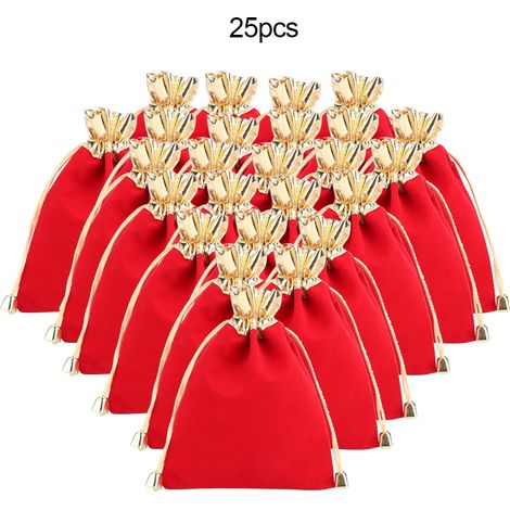 25pcs Pochettes à Cordon Rouges 12x16cm pour Rangement de Bijoux, Sacs Cadeaux Organisateurs de Poche