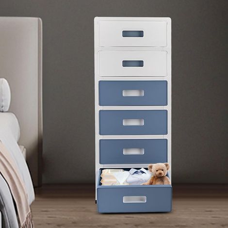Boîte de rangement en plastique 6 couches, gestionnaire de bureau à tiroirs, système de rangement en plastique pour chambre à coucher, salon, Studio (1/5)