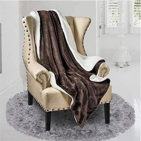 ChangM Sherpa Couverture polaire chaude et moelleuse réversible en microfibre pour lit ou canapé 130 x 160 cm COUVERTURE CHAUFFANTE (1/4)