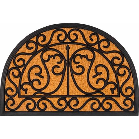 Zerbino semicircolare in fibra di cocco, con design ornamentale, 60x40 cm (1/5)