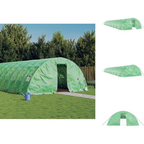 Gewächshäuser - Living Gewächshaus mit Stahlrahmen Grün 110 m² 22x5x2,3 m (1/5)