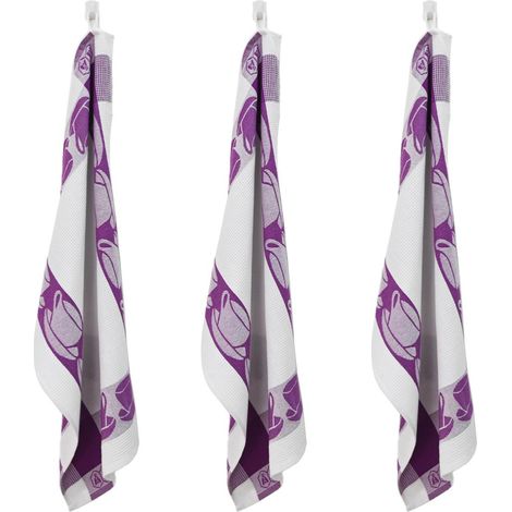 LAGUIOLE CUISSON - Lot de 3 torchons nid d'abeilles 50x70cm mauve - "Carré"