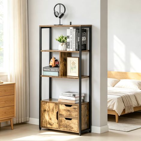 Bibliothèque moderne, étagère haute, séparateur de pièce élégant avec étagères ouvertes et rangement fermé, meuble de salon polyvalent (uniquement bibliothèque) (1/5)