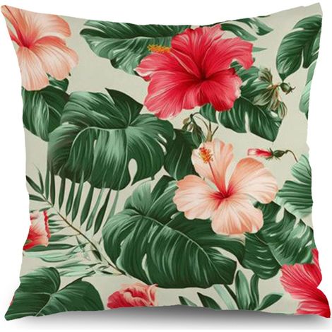 Housse de coussin fleurs jardin, décoration canapé extérieur,45×45cm (1/5)