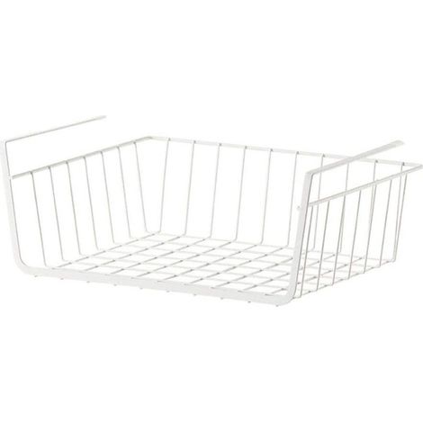 1 Panier de rangement suspendu, maille métallique, 40x26x11cm, organisateur pour cuisine, bureau, étagère (1/5)