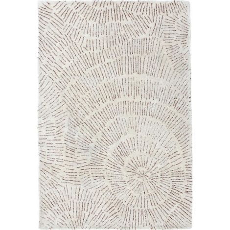 Tapis salon et chambre en laine 160x230 crème rectangle fait à la main (1/5)