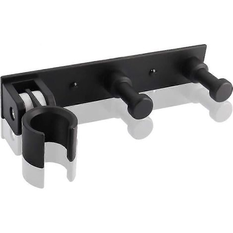 Universeller Handbrausehalter mit 2 Haken, verstellbar, aus Aluminiumlegierung, selbstklebende Wandhalterung (1/5)