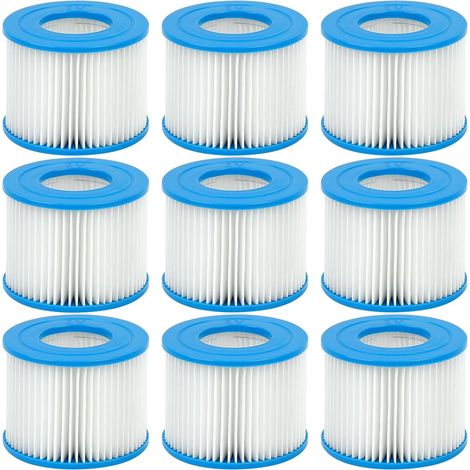 Filtre Spa VI, Compatible avec Bestway, Lay-Z Spa, Intex, Coleman SaluSpa 90352E, Convient pour Toutes avec Filtre de Type VI les Piscines, Bain à remous Gonflables, Filtre VI Lavable, 9 Pièces (1/5)