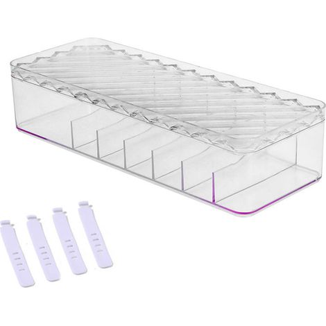 Boîte De Rangement Pour Câbles - Boîte Organisatrice Transparente Avec 8 Compartiments Et 10 Attaches En Silicone - Pour Bureau Maison Et Bureau - 1 Pièce (1/5)