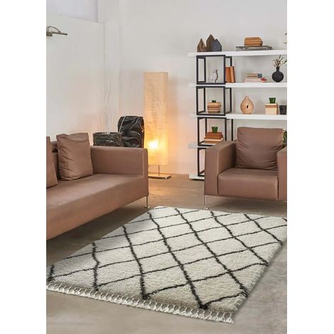 ATTICGO Tapis shaggy uni SAMIRA 75 Blanc 120x170 cm (1/5)