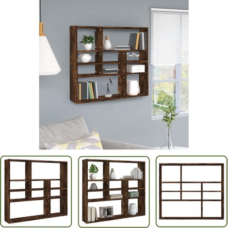 The Living Store Wandregal Räuchereiche 90x16x78 cm Holzwerkstoff - Wandregal - Holzwandregal - Regal Deko - Wohnraumdeko - Aufbewahrungsregal (1/5)