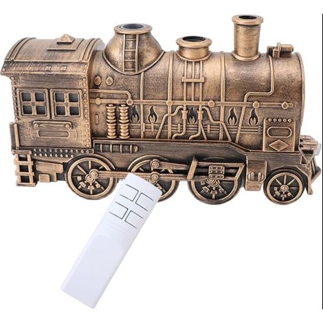 Humidificateur à train, diffuseur d'huile, thérapie à brume froide, diffuseur d'air avec double sortie de pulvérisation, arrêt automatique, effet flamme (bronze avec télécommande) (1/5)