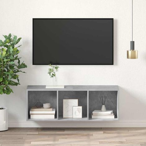 vidaXL Mueble TV pared madera contrachapada hormigón 37x37x107 cm (1/5)