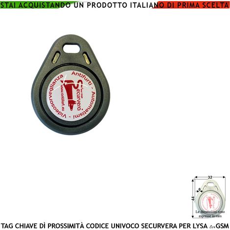 TAG di Prossimità Per Centrale Antifurto Lysa evo GSM Chiave Univoca Vergine Gestione Allarme il Lettore Memorizza Massimo 30 TAG Alimentazione Per Induzione Cover ABS Con Foro Portachiavi Prot. IP67
