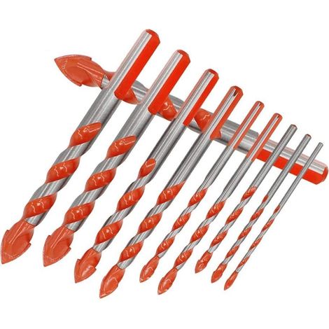 10 forets multifonctions en carbure de tungstène avec poignée, forets de poinçonnage ultimes, jeux de forets pour béton, brique et verre (1/5)