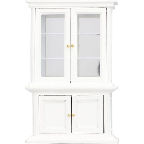 Étagère miniature 1:12 pour maison de poupée, bibliothèque en bois simulé blanc, décoration de vitrine de présentation (1/5)