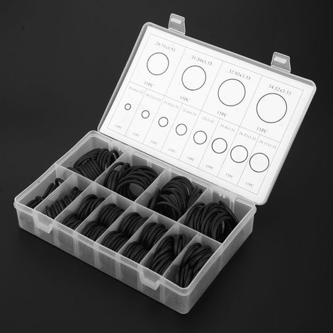 Kit de 180 joints toriques assortis en caoutchouc nitrile, avec boîte de rangement. (1/5)