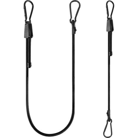 schwarze, 1 m lange Gummiseile mit Karabinerhaken, robust, für Gepäck und Campingausrüstung