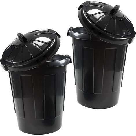 1 x 80L Eden Bin Extra Large Black Plastic Kitchen Garden Waste Storage Bin With Lid (1/2)