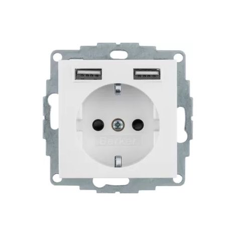 Berker Steckdose SCHUKO/USB, Q.x, polarw. samt 48036089 (1/2)
