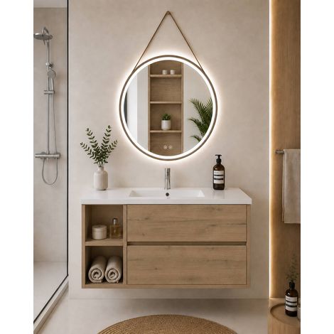 Mobile bagno con lavabo ORIGENBATH ZEUS senza specchio 90x40 cm Sinistra estepa (1/5)